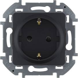 Розетка 2К+З со шторками - немецкий стандарт - 16 А - 250 В~ - INSPIRIA - антрацит