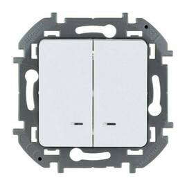Выключатель двухклавишный с подсветкой/индикацией - INSPIRIA - 10 AX - 250 В~ - белый