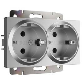 Розетка двойная с заземлением Werkel серебряный матовый W1172065 4690389195617