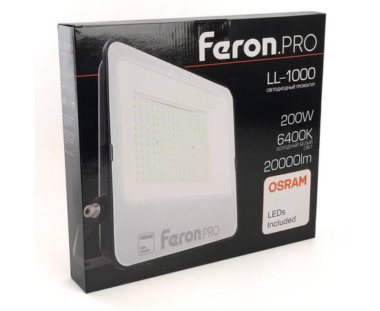 Светодиодный прожектор Feron LL-1000 200W 6400K 51016, изображение 2