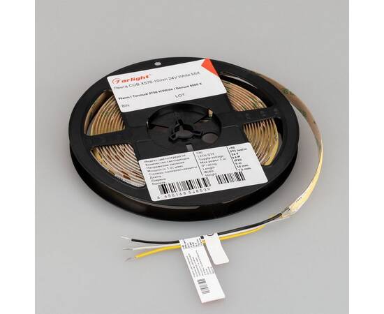 Светодиодная лента Arlight 6W/m 576Led/m CSP теплый/холодный белый 5M COB-X576-10mm 24V White-MIX 045179, изображение 2