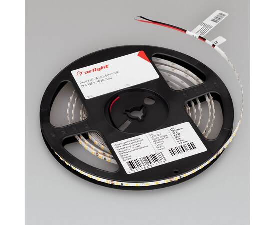 Светодиодная лента Arlight 6W/m 120Led/m 2835SMD холодный белый 5M UL-A120-5mm 24V White6000 044058, изображение 2