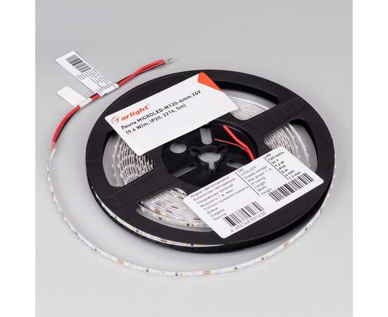 Светодиодная лента Arlight 6W/m 120Led/m 2216SMD теплый белый 5M MICROLED-M120-4mm 24V Warm3500 040608, изображение 2