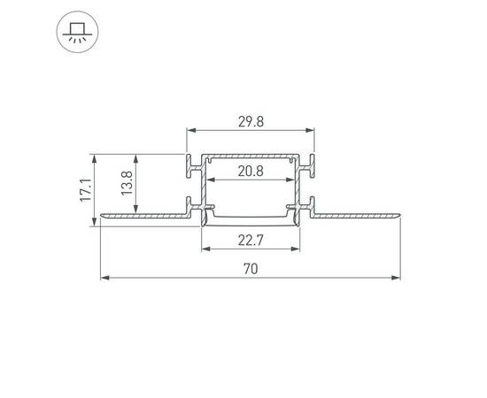 Профиль встраиваемый Arlight Fantom-Bent-W23-Side-2000 Anod 040331(1), изображение 2