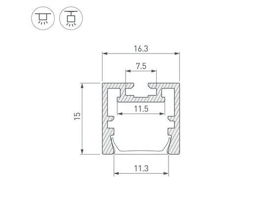 Профиль Arlight PDS-ZM-Plus-2000 Anod 035020, изображение 2