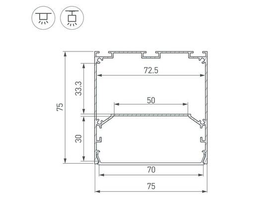 Профиль Arlight Line-S-7575-3000 Black 041857, изображение 2