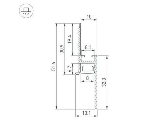 Профиль встраиваемый Arlight Plintus-Fantom-Bent-H20-Side-2000 White 043674, изображение 2