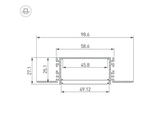 Профиль встраиваемый Arlight Fantom-W49-2000 Anod 046430, изображение 2