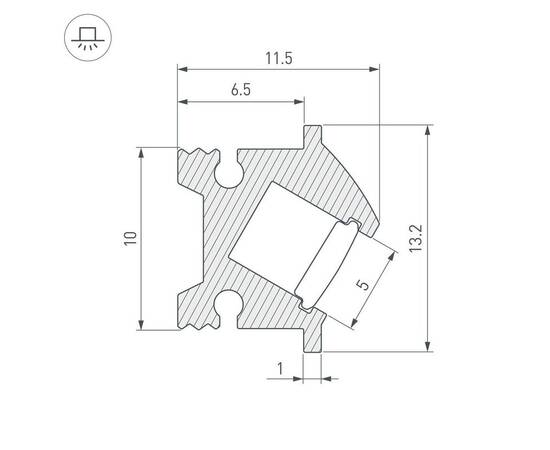 Профиль встраиваемый Arlight SL-Bevel-H12-F13-2000 Anod Iron Grey 045329, изображение 2