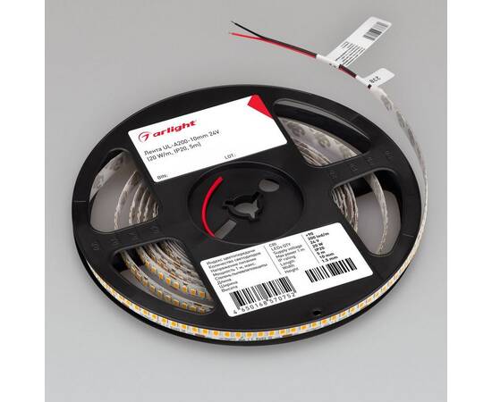 Светодиодная лента Arlight 20W/m 200Led/m 2835SMD теплый белый 5M UL-A200-10mm 24V Warm3500 037225, изображение 3