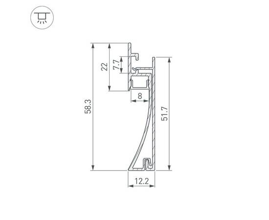 Профиль встраиваемый Arlight Plintus-H58-F-2000 Black 045286, изображение 2