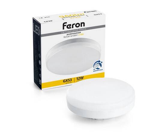 Лампа светодиодная диммируемая Feron GX53 12W 2700K матовая LB-456 51064