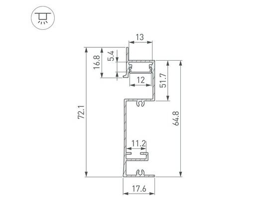 Профиль встраиваемый Arlight Plintus-H73-F-2000 White 043592, изображение 2