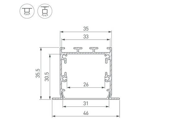 Профиль встраиваемый Arlight Linia49-F-S-3000 Anod 041872, изображение 2
