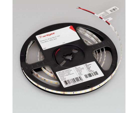 Светодиодная лента Arlight 4W/m 120Led/m 2835SMD теплый белый 5M UL-A120-8mm 24V Warm3500 042303, изображение 2