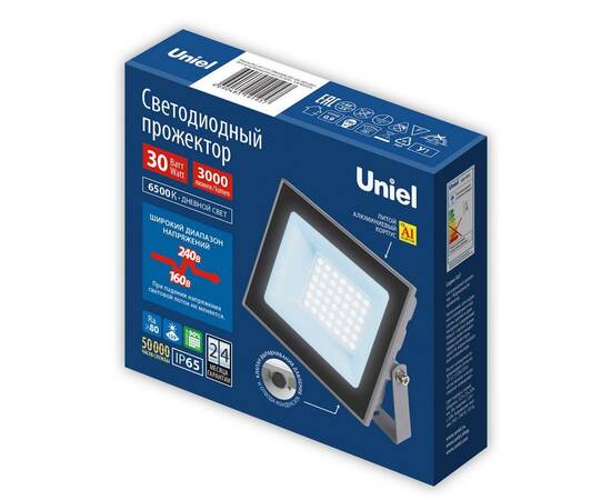 Прожектор светодиодный Uniel ULF-F23-30W/6500K IP65 160-240V Grey UL-00011845, изображение 3