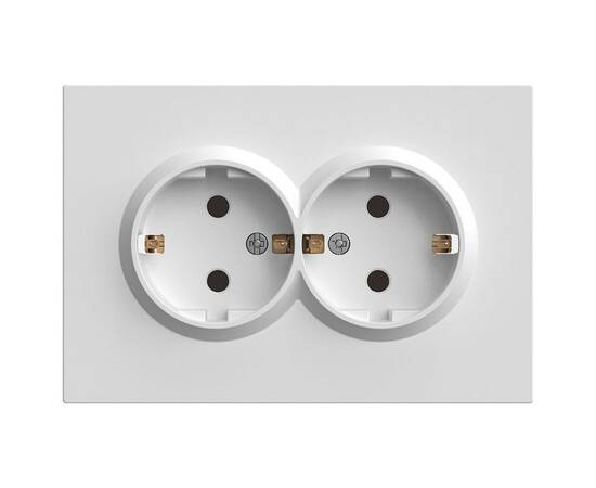 Розетка двойная 2P+PE Stekker Эмили со шторками белый фарфор RST16-5114-01 49882