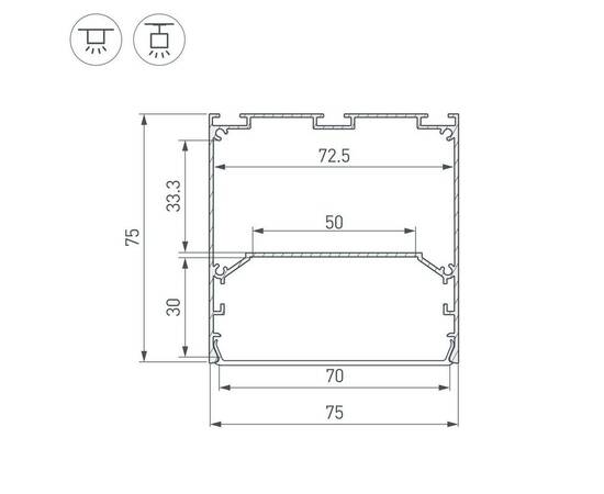Профиль Arlight Line-S-7575-2000 White 041858, изображение 2