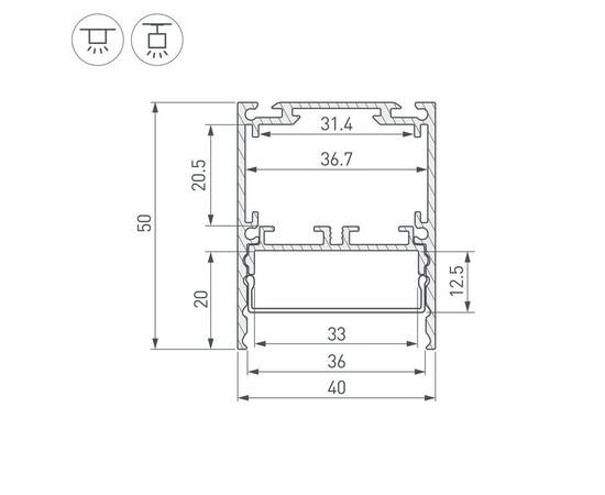 Профиль Arlight SL-Line-4050-3L-2000 Anod 044666, изображение 4