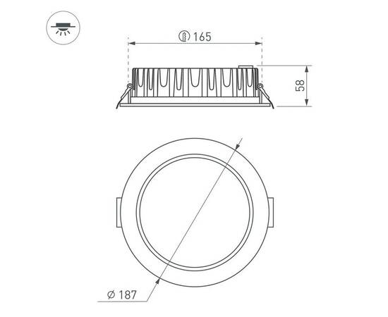 Встраиваемый светодиодный светильник Arlight MS-Mist-Built-R187-21W Warm3000 041612, изображение 2