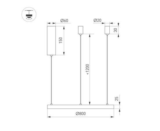Подвесной светодиодный светильник Arlight SP-Congo-Mult-1-R800-42W Warm3000 046250, изображение 2