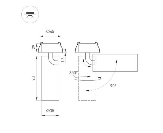 Встраиваемый светодиодный спот Arlight SP-Nuance-Built-Flap-R35-7W Day4000 049906, изображение 2