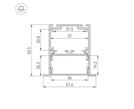 Профиль встраиваемый Arlight SL-Linia52-3L-F-2000 Anod 044682, изображение 2