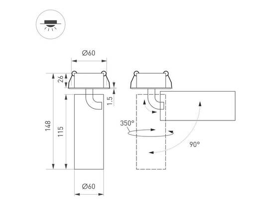 Встраиваемый светодиодный спот Arlight SP-Gabi-Built-Flap-R60-12W Warm3000 049935, изображение 2