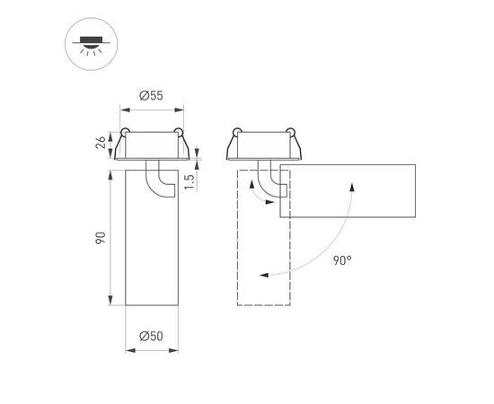 Встраиваемый светодиодный спот Arlight SP-Gabi-Built-Flap-R50-9W Warm3000 049931, изображение 2