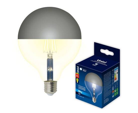 Лампа светодиодная Uniel E27 4W 4000K зеркальная LED-G125-4W/4000K/E27/CL MIRROR/CHROME PLS02WH UL-00011794