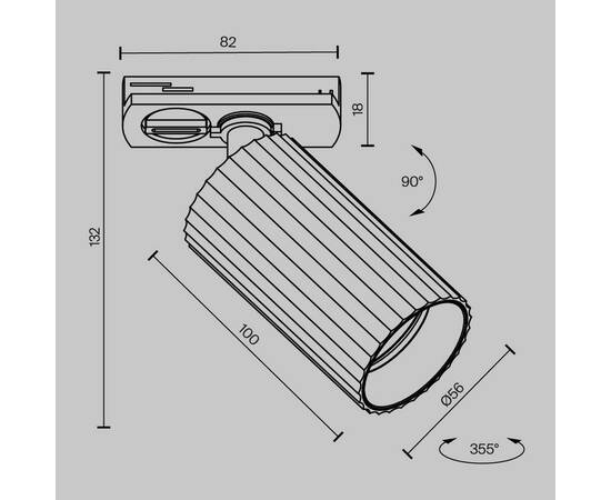 Трековый светильник Maytoni Technical Calipso TR218-1-GU10-BK, изображение 8