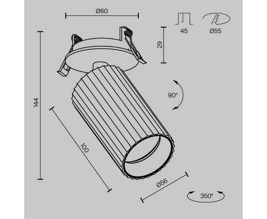 Встраиваемый светильник Maytoni Technical Calipso C110CL-01-GU10-W, изображение 7