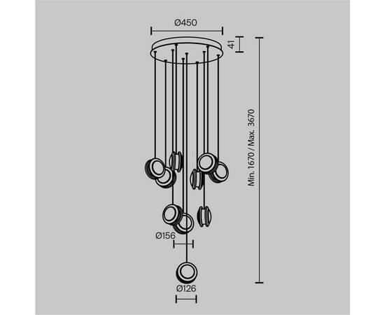 Подвесная светодиодная люстра Maytoni Pharao MOD361PL-L41BS3K, изображение 4