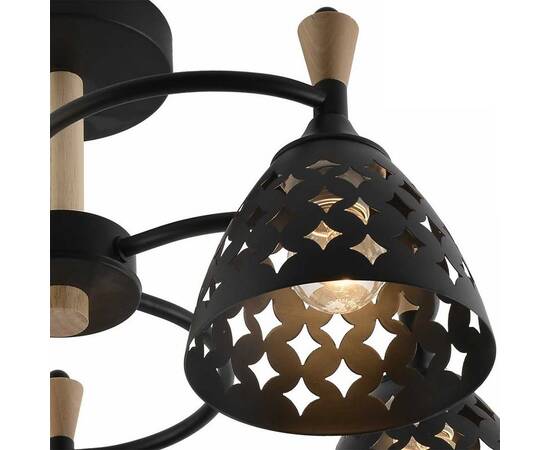 Потолочная люстра Reluce 01515-0.3-05 BK+WOOD, изображение 2