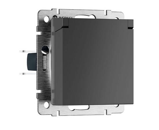 Розетка влагозащишенная с заземлением с защитной крышкой и шторками Werkel графит матовый W1171264 4690389213182