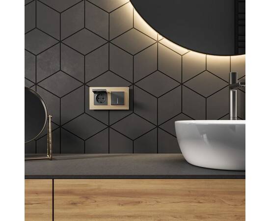 Розетка влагозащишенная с заземлением с защитной крышкой и шторками Werkel графит матовый W1171264 4690389213182, изображение 2