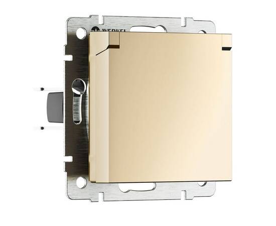 Розетка влагозащишенная с заземлением с защитной крышкой и шторками Werkel шампань W1171211 4690389212871