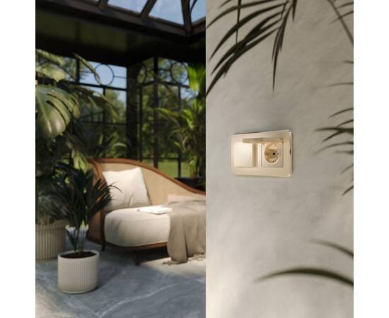 Розетка влагозащишенная с заземлением с защитной крышкой и шторками Werkel шампань W1171211 4690389212871, изображение 2