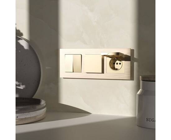 Розетка влагозащишенная с заземлением с защитной крышкой и шторками Werkel шампань W1171211 4690389212871, изображение 3