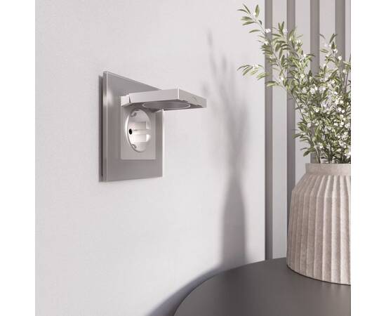 Розетка влагозащишенная с заземлением с защитной крышкой и шторками Werkel серебряный матовый W1171265 4690389213199, изображение 3