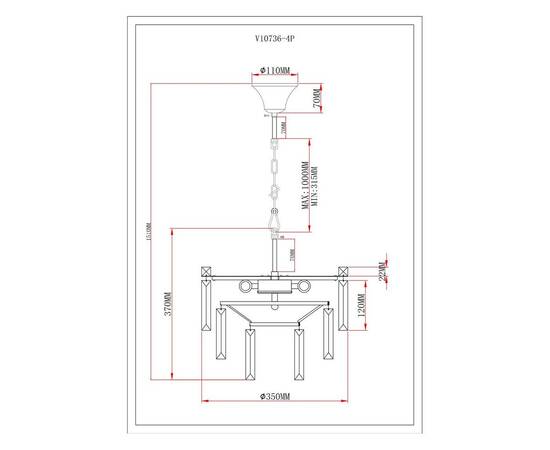 Подвесная люстра Moderli Crystal V10736-4P, изображение 2