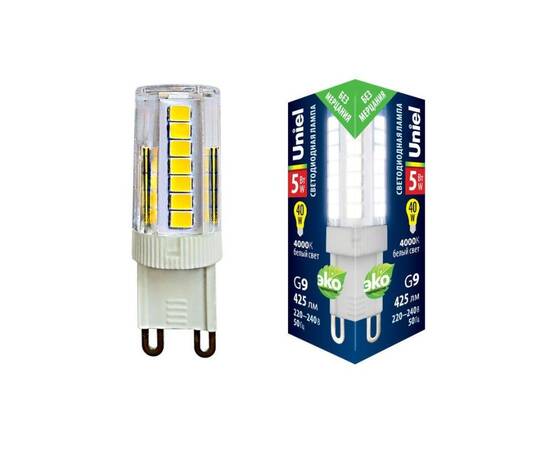 Лампа светодиодная (UL-00006749) Uniel G9 5W 4000K прозрачная LED-JCD-5W/4000K/G9/CL GLZ09TR