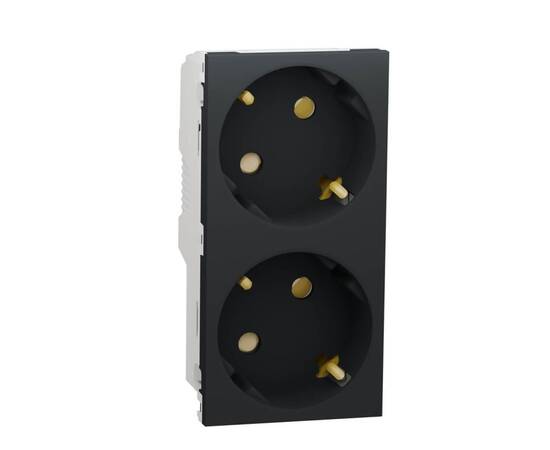 Розетка двойная Schneider Electric Unica New Modular с/з со шторками NU306754A