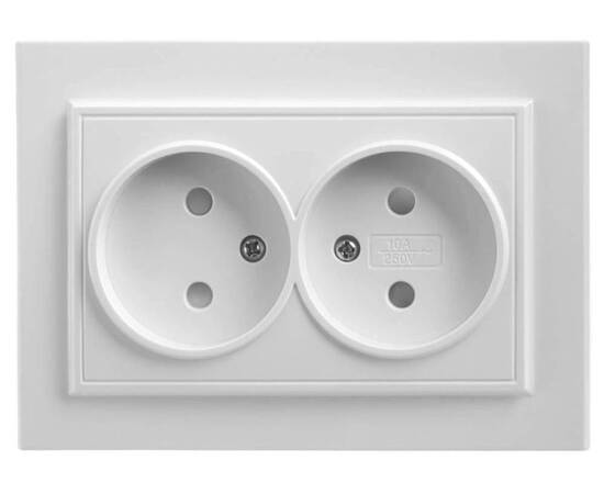 Розетка двойная Feron Stekker Эрна б/з 10A 250V белый PST10901301 39053