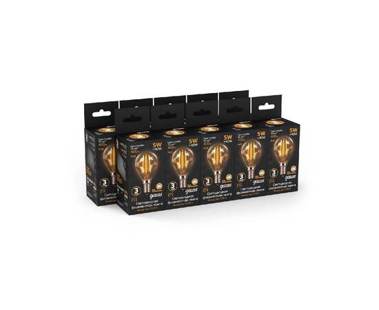 Лампа светодиодная филаментная Gauss E14 5W 2700К золотая 105801005, изображение 4