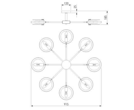 Потолочный светильник Eurosvet Gallo 70121/8 черный Smart a052342, изображение 4