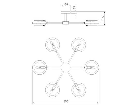 Потолочный светильник Eurosvet Gallo 70121/6 черный Smart a052341, изображение 5