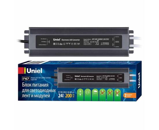 Блок питания Uniel 24V 200W IP67 8,3A UET-VAF-200B67 24V IP67 UL-00007580