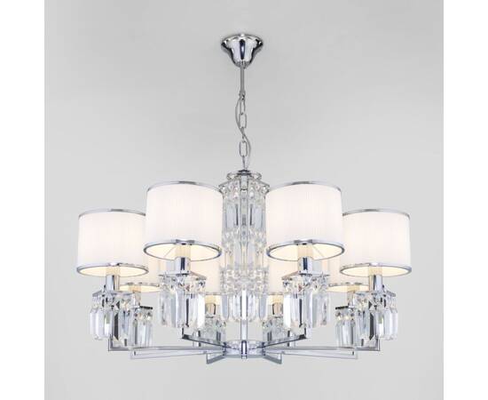 Подвесная люстра Eurosvet Zaffiro 10099/8 хром/прозрачный хрусталь Strotskis (новый абажур)