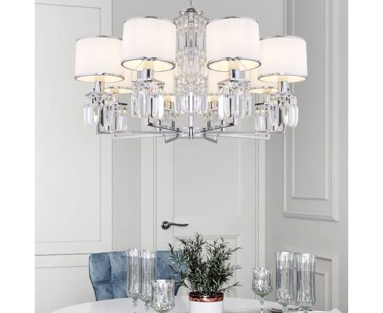 Подвесная люстра Eurosvet Zaffiro 10099/8 хром/прозрачный хрусталь Strotskis (новый абажур), изображение 4